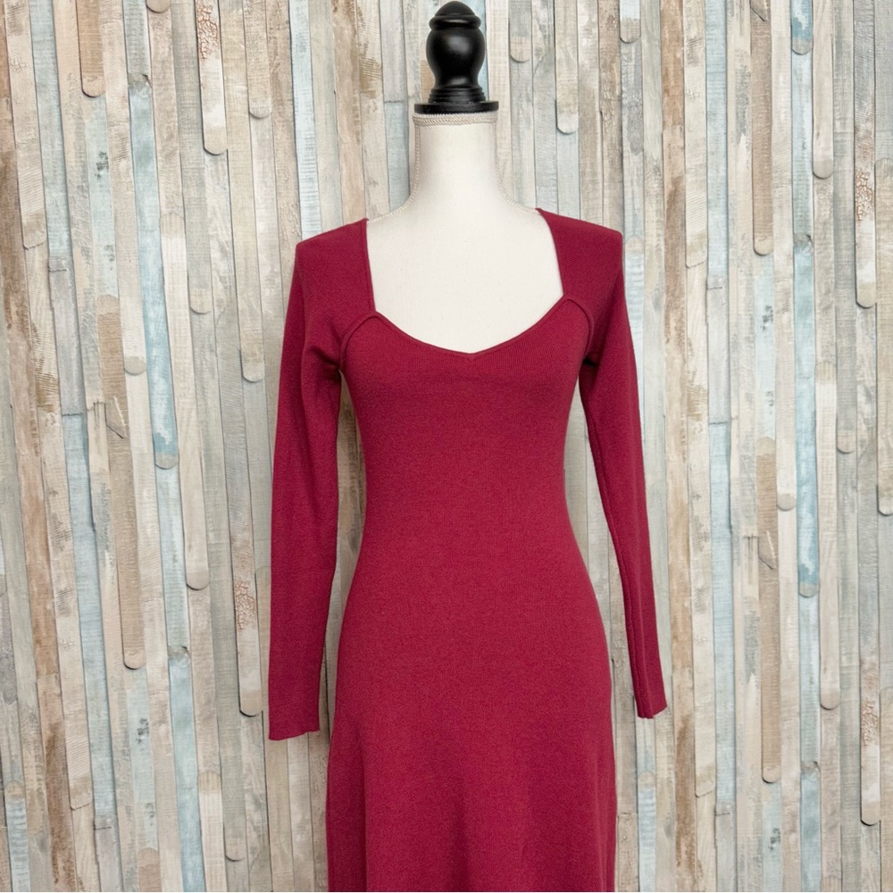 Rachel Parcell XXS Red Sweetheart Neck A Line Midi Sweater Dress Knit $218 - Picture 3 of 10